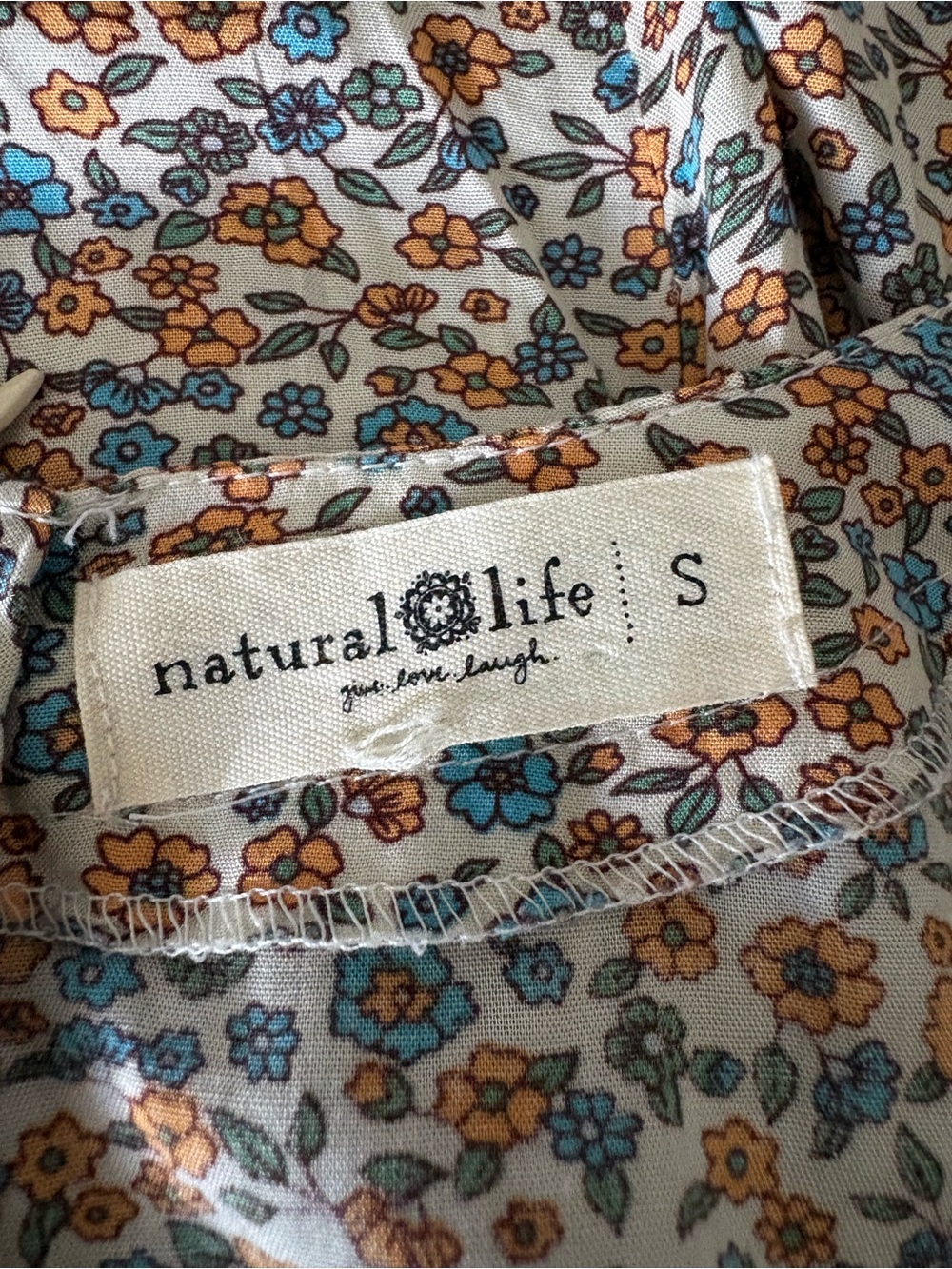 NATURAL LIFE Evangaline Cream Maxi Dress with Blue and Peach Floral Print - Picture 6 of 8